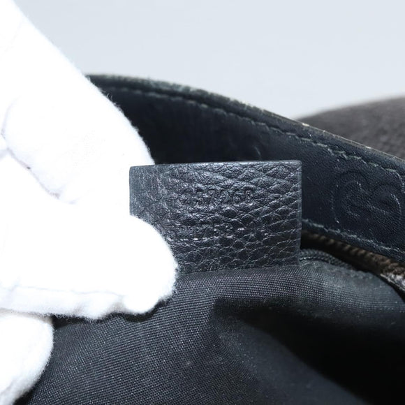 GUCCI Shoulder Bag Canvas Outlet Black Gold 257268 Auth bs25254