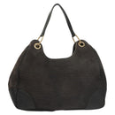 GUCCI Shoulder Bag Canvas Outlet Black Gold 257268 Auth bs25254-2