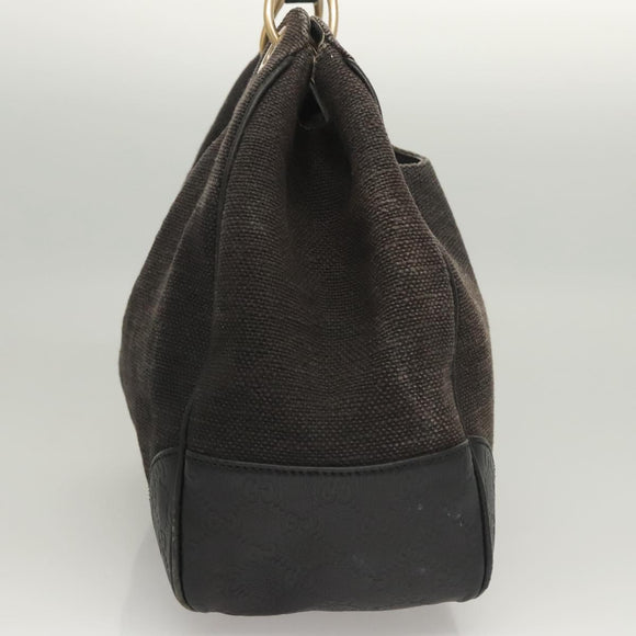 GUCCI Shoulder Bag Canvas Outlet Black Gold 257268 Auth bs25254