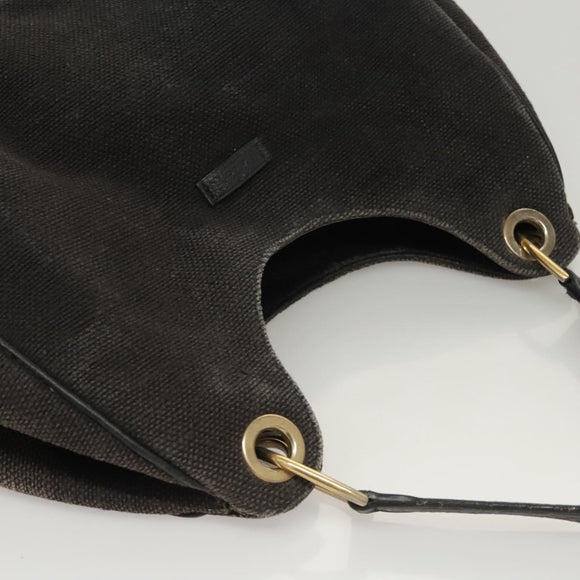 GUCCI Shoulder Bag Canvas Outlet Black Gold 257268 Auth bs25254