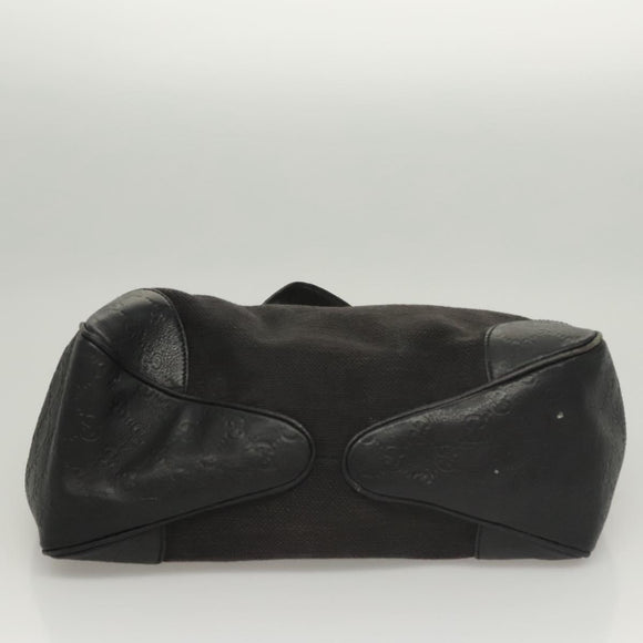 GUCCI Shoulder Bag Canvas Outlet Black Gold 257268 Auth bs25254