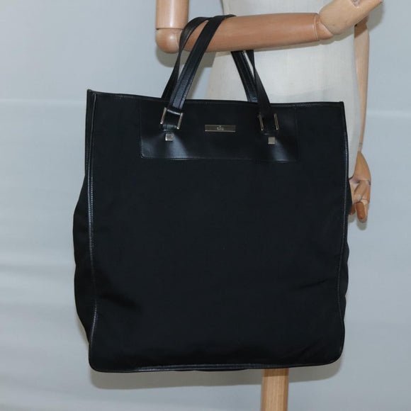 GUCCI Tote Bag Canvas Black Silver Auth bs25256