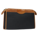 Christian Dior Clutch Bag PVC Canvas Black Brown Auth bs25261-1