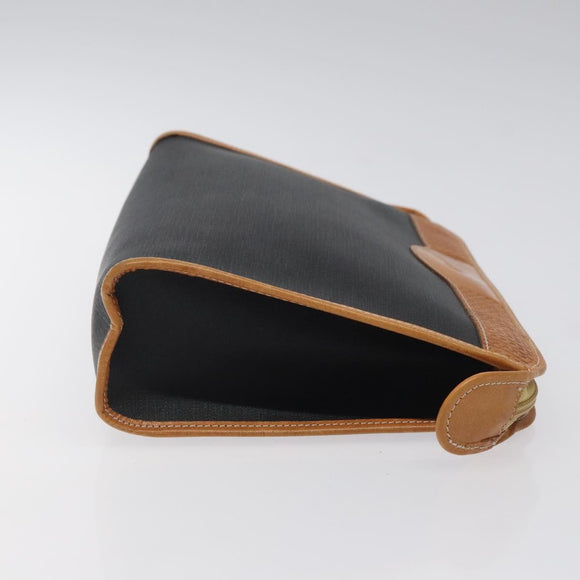 Christian Dior Clutch Bag PVC Canvas Black Brown Auth bs25261