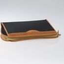 Christian Dior Clutch Bag PVC Canvas Black Brown Auth bs25261-5