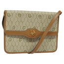 Christian Dior Honeycomb Canvas Shoulder Bag PVC Leather Beige Gold Auth bs25264-1