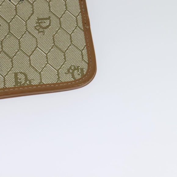 Christian Dior Honeycomb Canvas Shoulder Bag PVC Leather Beige Gold Auth bs25264