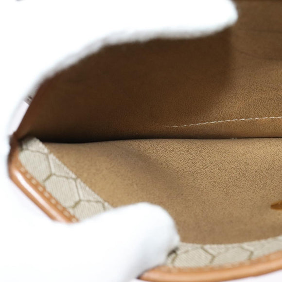 Christian Dior Honeycomb Canvas Shoulder Bag PVC Leather Beige Gold Auth bs25264