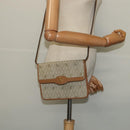 Christian Dior Honeycomb Canvas Shoulder Bag PVC Leather Beige Gold Auth bs25264-21