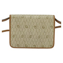 Christian Dior Honeycomb Canvas Shoulder Bag PVC Leather Beige Gold Auth bs25264-3