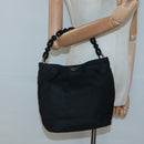 Christian Dior Maris Pearl Hand Bag Nylon Black Silver Auth bs25265-22