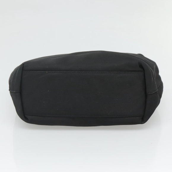 Christian Dior Maris Pearl Hand Bag Nylon Black Silver Auth bs25265