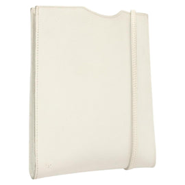 HERMES Omenitu Shoulder Bag Leather White Auth bs25279