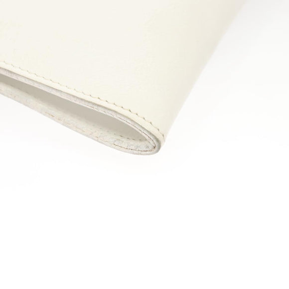 HERMES Omenitu Shoulder Bag Leather White Auth bs25279