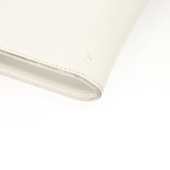 HERMES Omenitu Shoulder Bag Leather White Auth bs25279