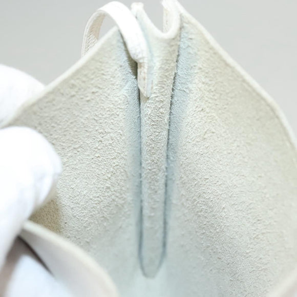 HERMES Omenitu Shoulder Bag Leather White Auth bs25279