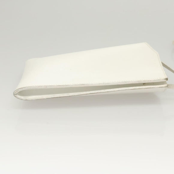 HERMES Omenitu Shoulder Bag Leather White Auth bs25279