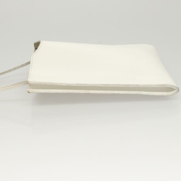 HERMES Omenitu Shoulder Bag Leather White Auth bs25279