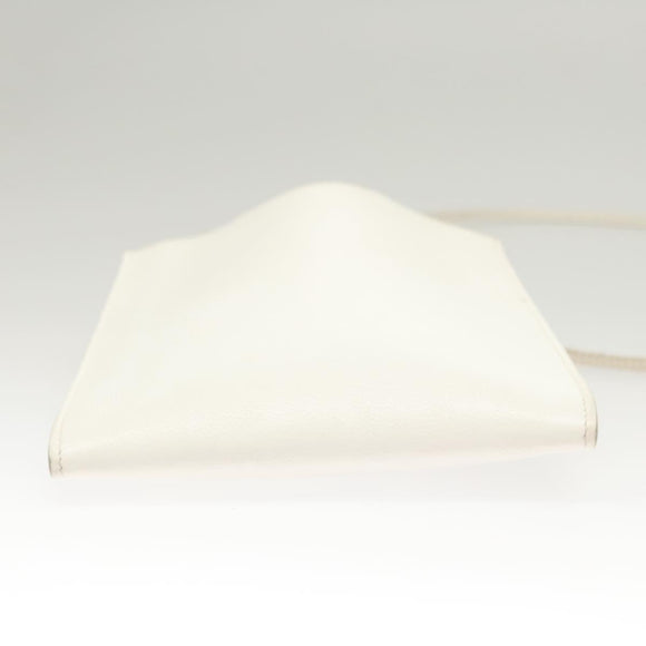 HERMES Omenitu Shoulder Bag Leather White Auth bs25279