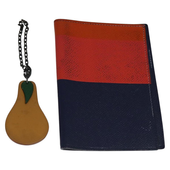 HERMES Day Planner Cover & Key Holder Leather 2Set Orange Brown Auth bs25280