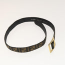 FENDI Zucca Canvas Belt Leather Canvas 2Set Brown Dark Brown Auth bs25284-10