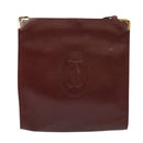 CARTIER Must Line Gamaguchi Shoulder Bag Leather Bordeaux Gold Auth bs25315-13