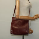 CARTIER Must Line Gamaguchi Shoulder Bag Leather Bordeaux Gold Auth bs25315-20