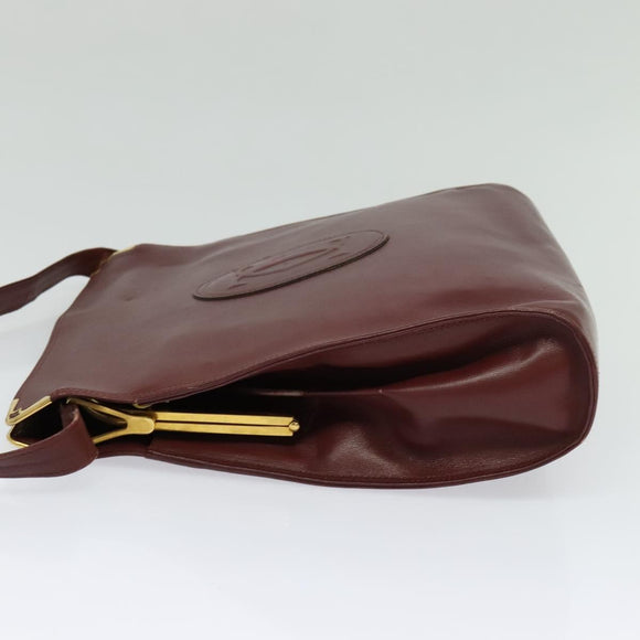 CARTIER Must Line Gamaguchi Shoulder Bag Leather Bordeaux Gold Auth bs25315