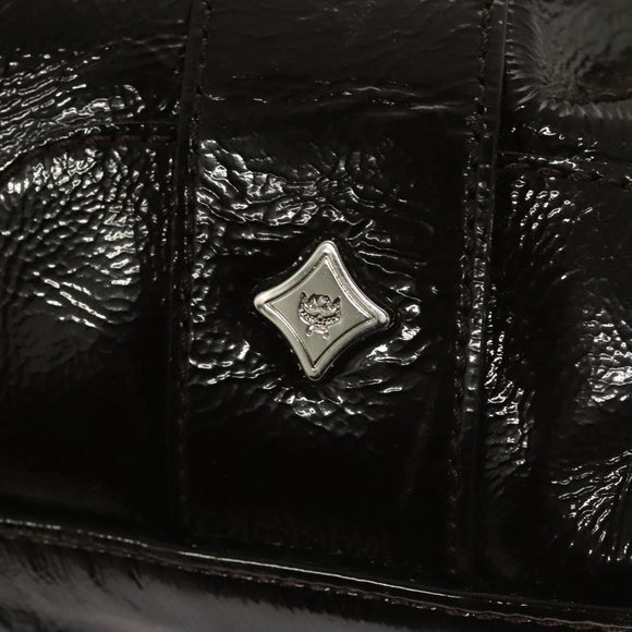 MCM Shoulder Bag Enamel Brown Silver Auth bs25319