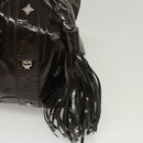 MCM Shoulder Bag Enamel Brown Silver Auth bs25319-10