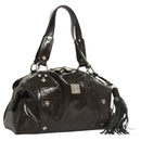 MCM Shoulder Bag Enamel Brown Silver Auth bs25319-1