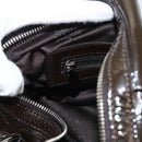 MCM Shoulder Bag Enamel Brown Silver Auth bs25319-23