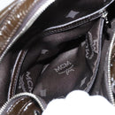 MCM Shoulder Bag Enamel Brown Silver Auth bs25319-24