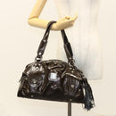 MCM Shoulder Bag Enamel Brown Silver Auth bs25319-25