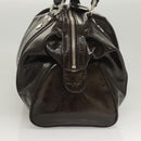 MCM Shoulder Bag Enamel Brown Silver Auth bs25319-3