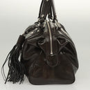 MCM Shoulder Bag Enamel Brown Silver Auth bs25319-4