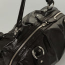 MCM Shoulder Bag Enamel Brown Silver Auth bs25319-6