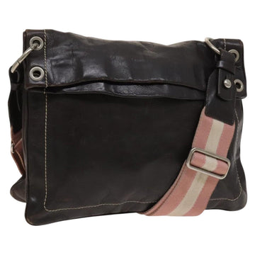 BALLY Shoulder Bag Leather Brown Auth bs25320