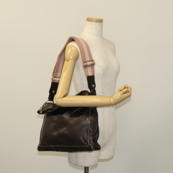 BALLY Shoulder Bag Leather Brown Auth bs25320