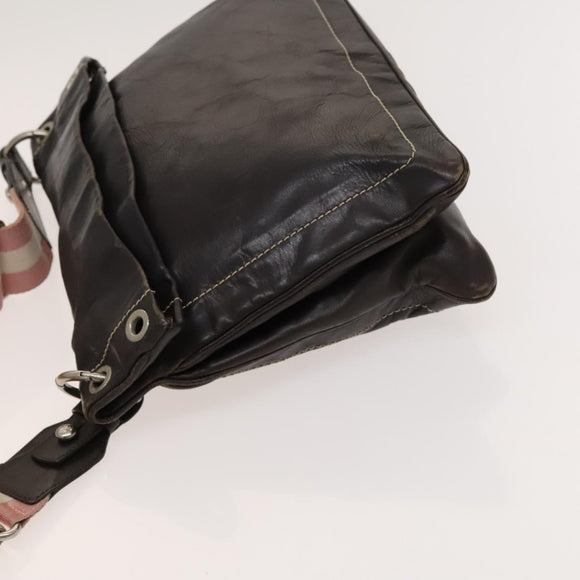 BALLY Shoulder Bag Leather Brown Auth bs25320