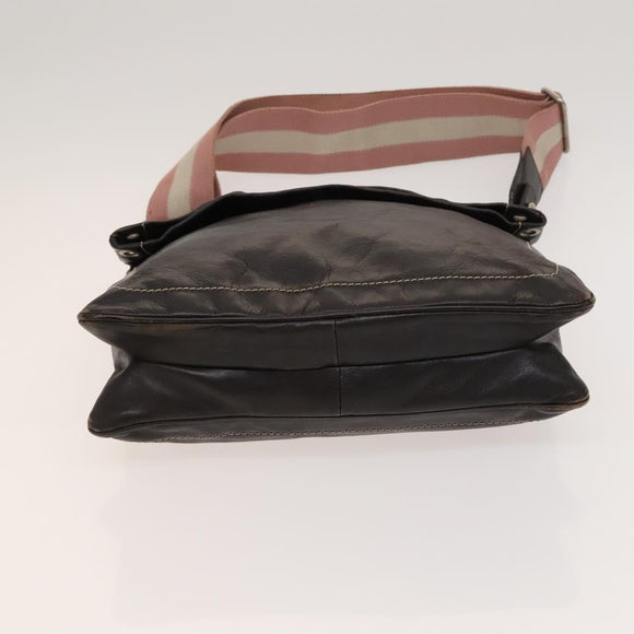 BALLY Shoulder Bag Leather Brown Auth bs25320