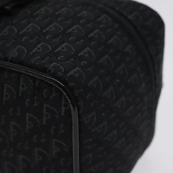 Christian Dior Trotter Canvas Vanity Pouch Black Silver Auth bs25322