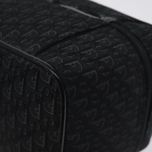 Christian Dior Trotter Canvas Vanity Pouch Black Silver Auth bs25322