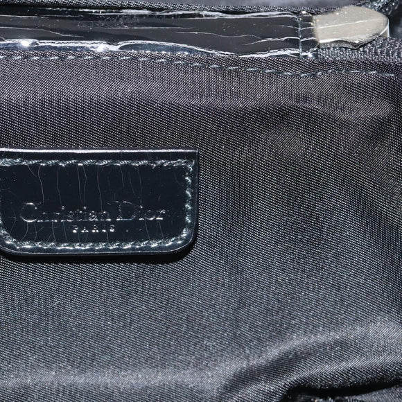 Christian Dior Trotter Canvas Vanity Pouch Black Silver Auth bs25322