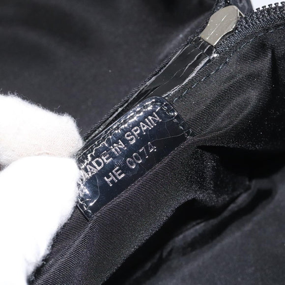 Christian Dior Trotter Canvas Vanity Pouch Black Silver Auth bs25322