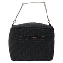 Christian Dior Trotter Canvas Vanity Pouch Black Silver Auth bs25322-2