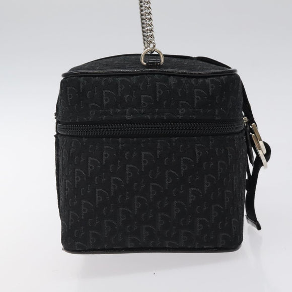 Christian Dior Trotter Canvas Vanity Pouch Black Silver Auth bs25322