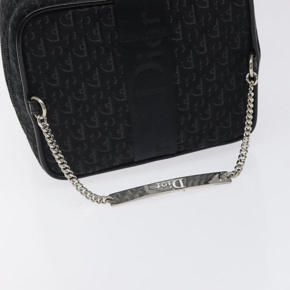 Christian Dior Trotter Canvas Vanity Pouch Black Silver Auth bs25322