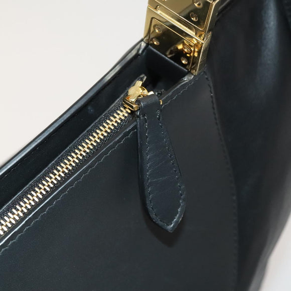 BURBERRY Shoulder Bag Leather Black Gold Auth bs25324