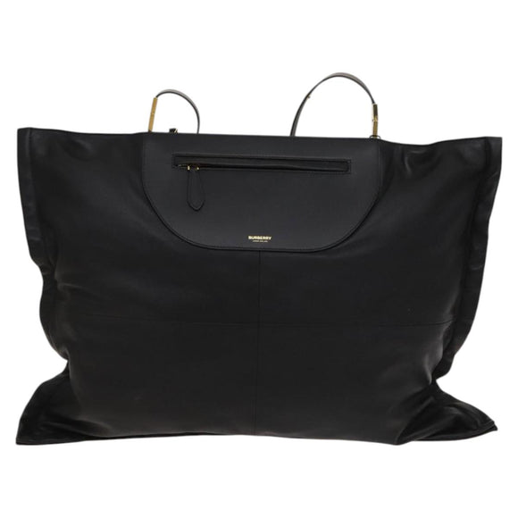 BURBERRY Shoulder Bag Leather Black Gold Auth bs25324